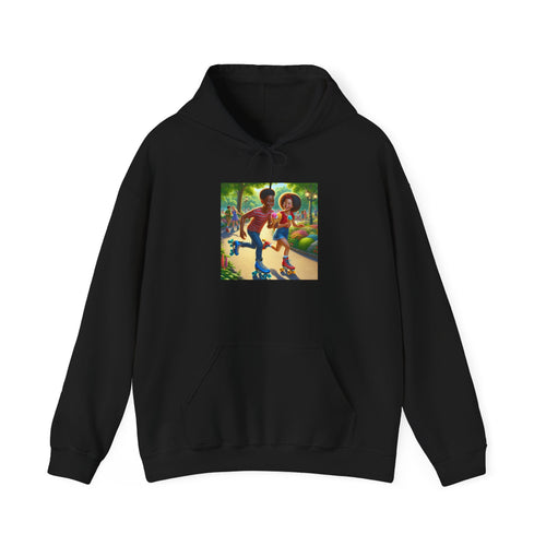 Unisex Heavy Blend Hooded Sweatshirt with Roller Skating Design