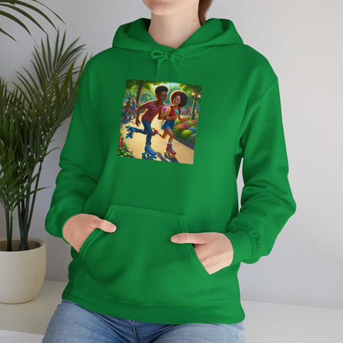 Unisex Heavy Blend Hooded Sweatshirt with Roller Skating Design