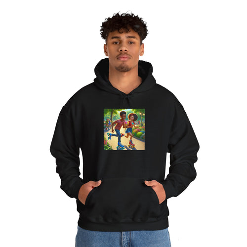 Unisex Heavy Blend Hooded Sweatshirt with Roller Skating Design