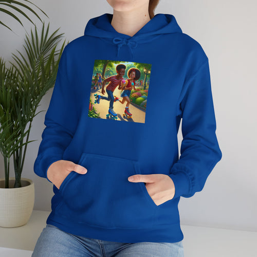 Unisex Heavy Blend Hooded Sweatshirt with Roller Skating Design