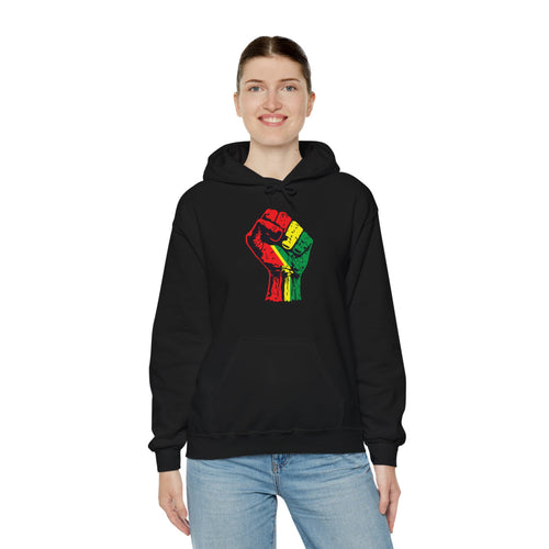 Unisex Heavy Blend Hooded Sweatshirt with Black Power Fist