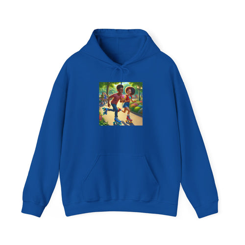 Unisex Heavy Blend Hooded Sweatshirt with Roller Skating Design