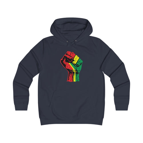 Ladies College Hoodie with Black Power Fist