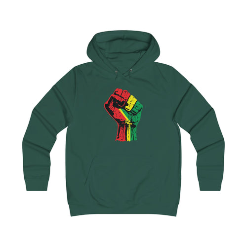 Ladies College Hoodie with Black Power Fist