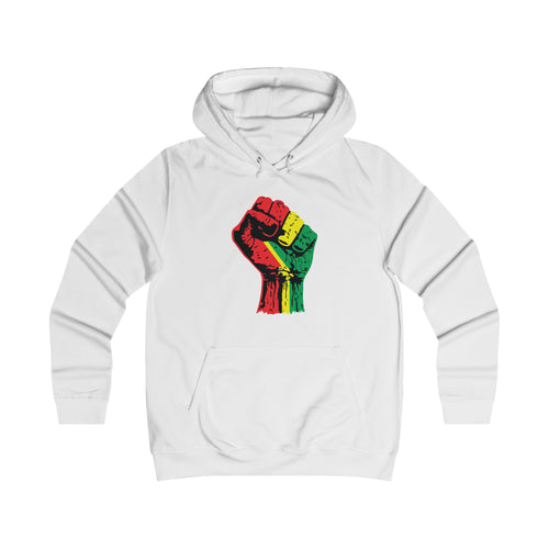 Ladies College Hoodie with Black Power Fist