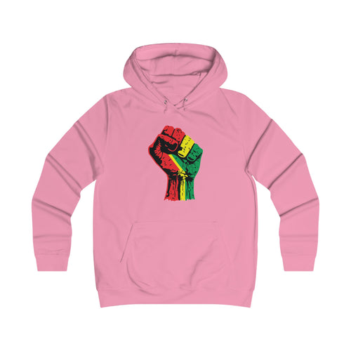 Ladies College Hoodie with Black Power Fist