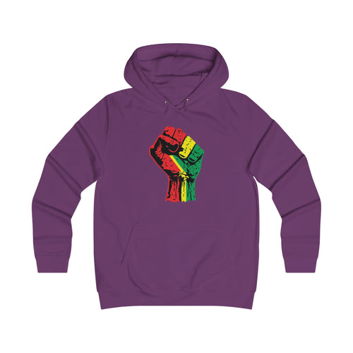 Ladies College Hoodie with Black Power Fist