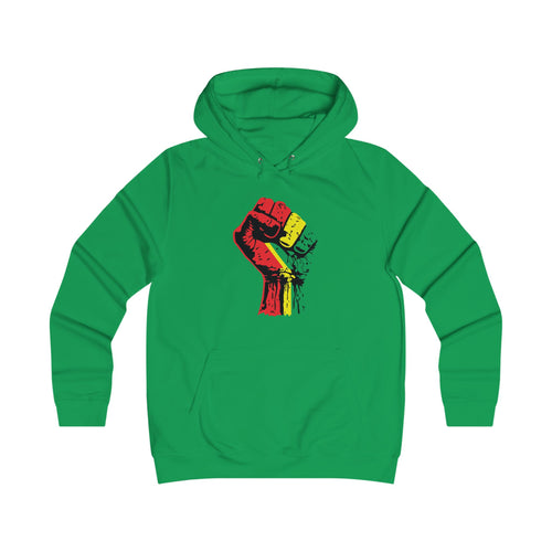 Ladies College Hoodie with Black Power Fist