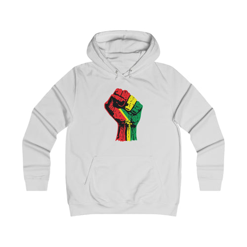 Ladies College Hoodie with Black Power Fist