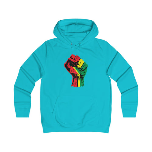 Ladies College Hoodie with Black Power Fist