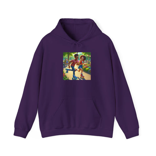 Unisex Heavy Blend Hooded Sweatshirt with Roller Skating Design