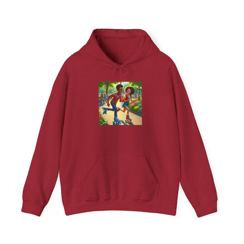 Unisex Heavy Blend Hooded Sweatshirt with Roller Skating Design