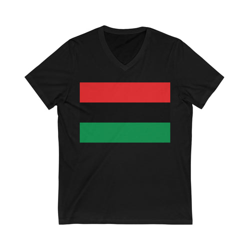 Pan African Flag Unisex Jersey Short Sleeve V-Neck Tee