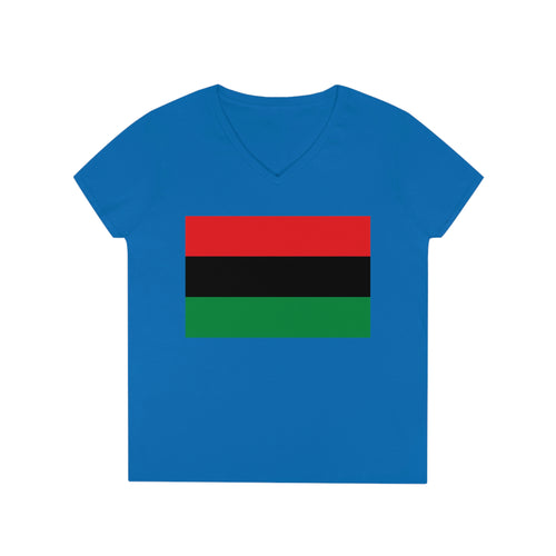 Pan African Flag Ladies' V-Neck T-Shirt