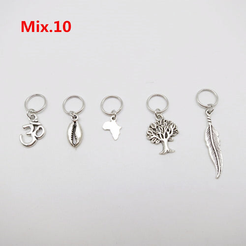 5pcs Silver Metal Loc Charms