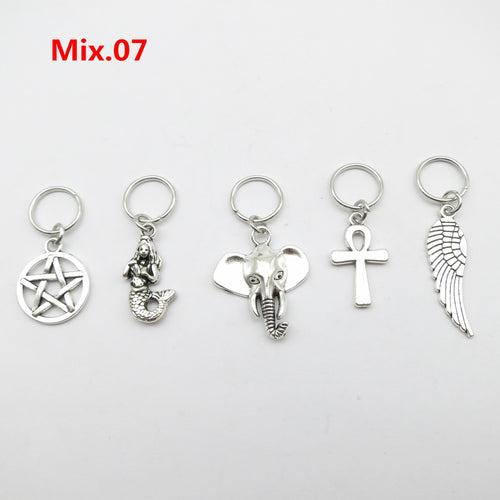 5pcs Silver Metal Loc Charms