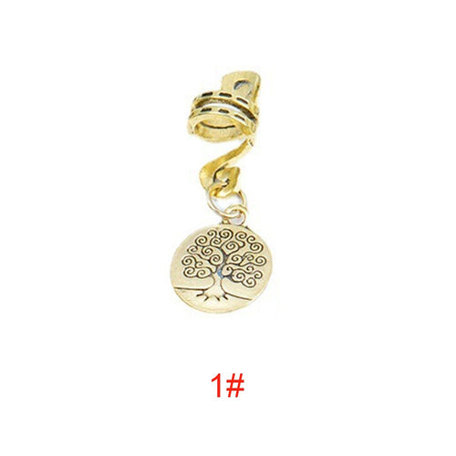 Antique Gold Leaves and Tree of Life Loc Charms