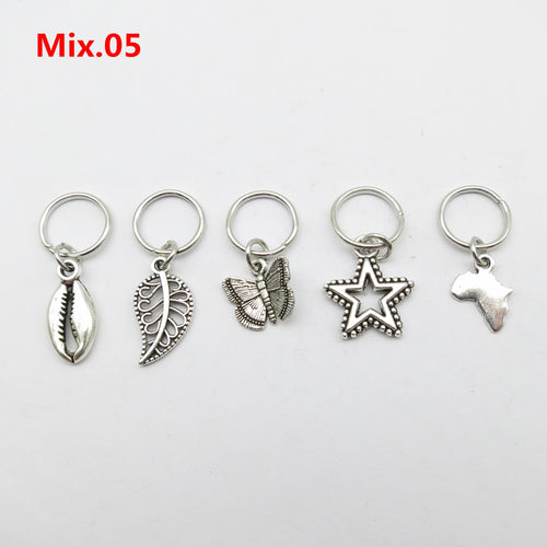 5pcs Silver Metal Loc Charms