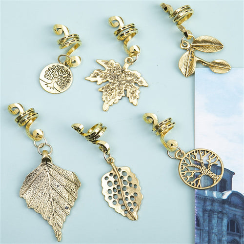 Antique Gold Leaves and Tree of Life Loc Charms