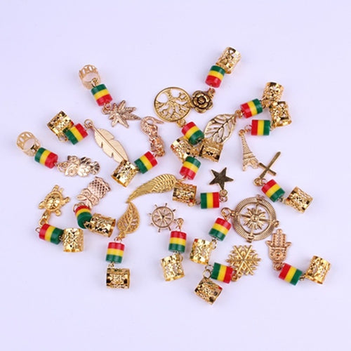 3 Piece or 5 Piece Various Rasta Loc Charms