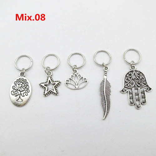 5pcs Silver Metal Loc Charms