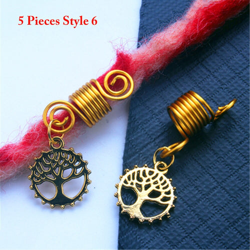 5pcs/Set  Metal Gold Colored Loc Charms