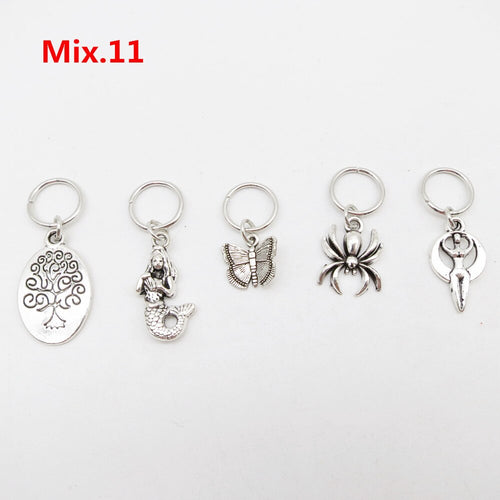 5pcs Silver Metal Loc Charms