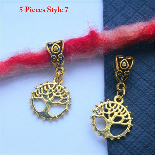 5pcs/Set  Metal Gold Colored Loc Charms