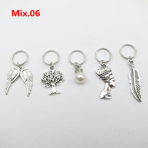 5pcs Silver Metal Loc Charms