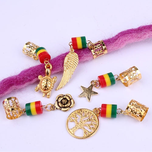 3 Piece or 5 Piece Various Rasta Loc Charms