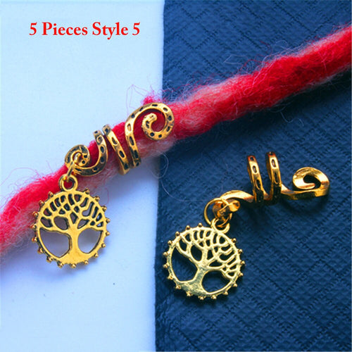 5pcs/Set  Metal Gold Colored Loc Charms