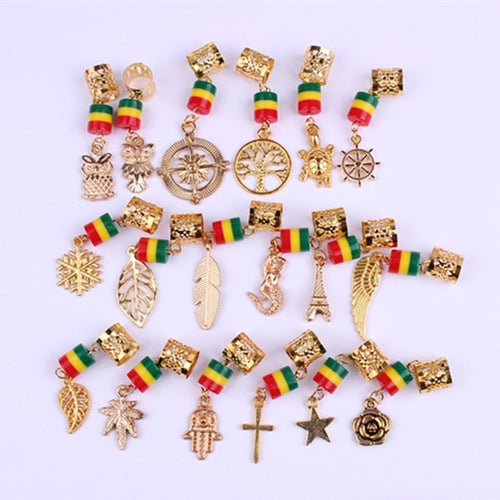 3 Piece or 5 Piece Various Rasta Loc Charms