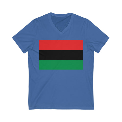 Pan African Flag Unisex Jersey Short Sleeve V-Neck Tee