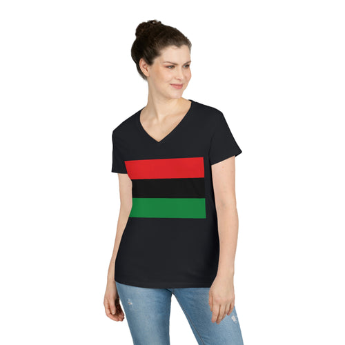 Pan African Flag Ladies' V-Neck T-Shirt