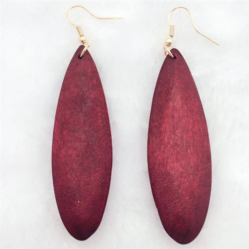 African Red Green Brown Wooden  Earring