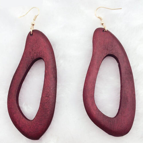 Irregular Oval  Wooden Earrings