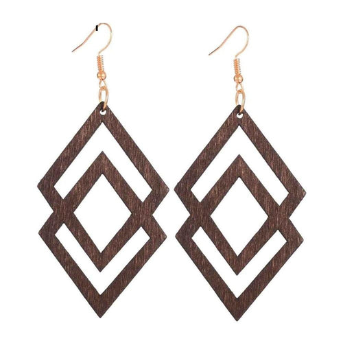 Double Triangle Wooden Earrings