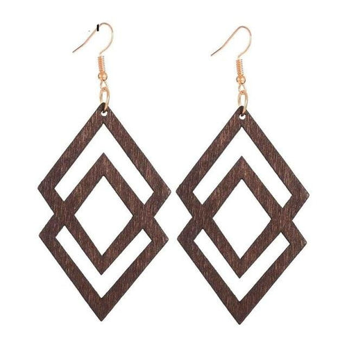 Double Triangle Wooden Earrings