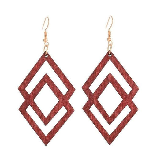 Double Triangle Wooden Earrings