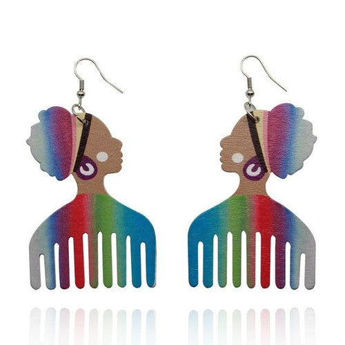 Rainbow  Wooden Earrings