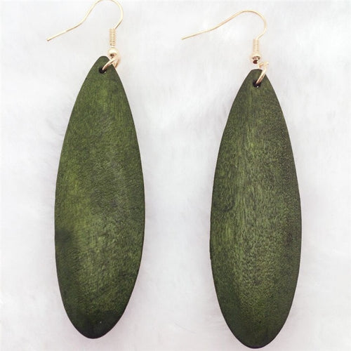 African Red Green Brown Wooden  Earring