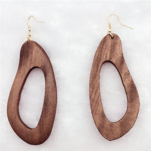 Irregular Oval  Wooden Earrings