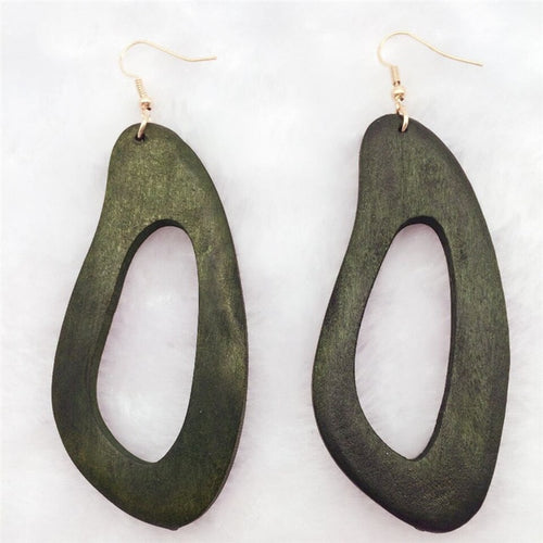 Irregular Oval  Wooden Earrings