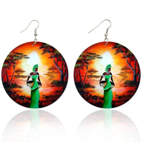 Woman at Dusk Wooden Drop Earrings