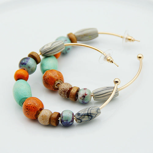 Colorful Stone Hoop Circle Earring