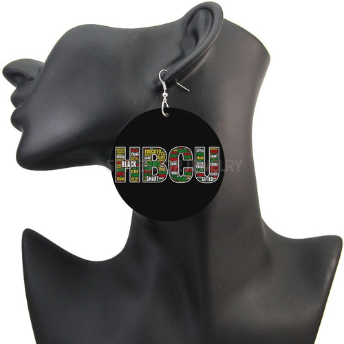 Love HBCU Educated Black Wooden Drop Earrings