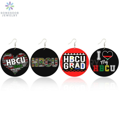 Love HBCU Educated Black Wooden Drop Earrings