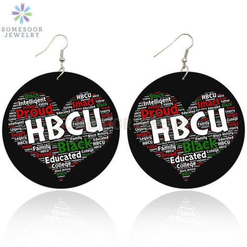 Love HBCU Educated Black Wooden Drop Earrings