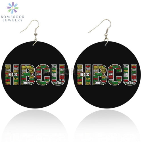 Love HBCU Educated Black Wooden Drop Earrings