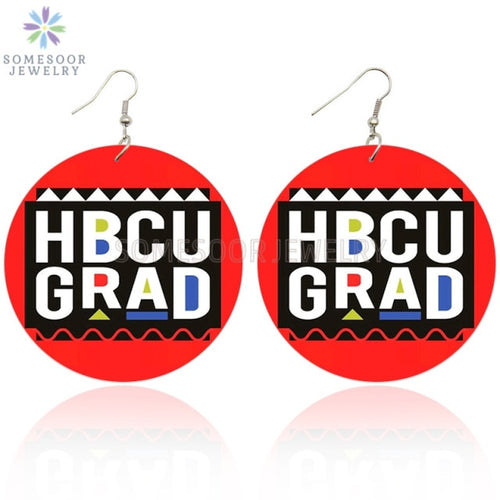 Love HBCU Educated Black Wooden Drop Earrings